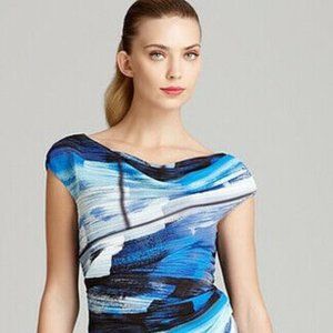 Escada Deepika Ruched Blue/Black Dress, size 36, US 6